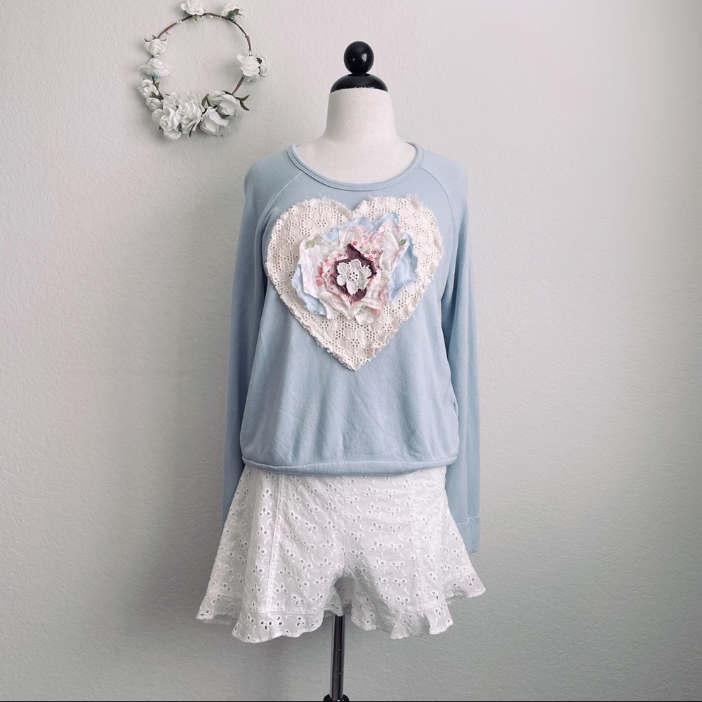 Anthropologie Sundry Upcycled Vintage-Inspired Heart Sweatshirt